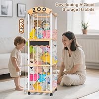 Vista 7 de handrong Stuffed Animals Storage,Wood Stuffed Animal Holder Organizer,120+ Plushies Stuffy Storages,3-Tier Toy Storages Organizer Shelf Tower for