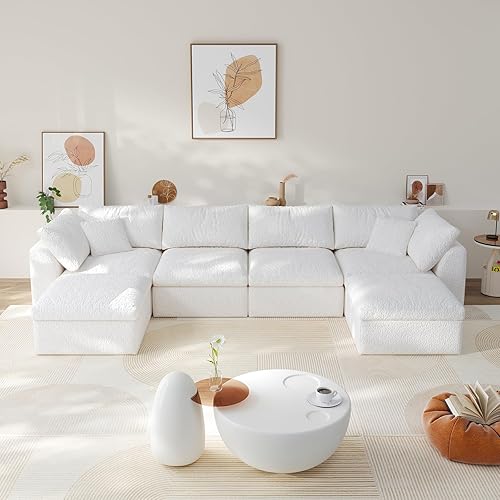 Miniatura 13 de Cloud - Sofás seccionales para sala de estar, sofá convertible con otomana, sofá modular con asiento profundo, no requiere montaje con almohadas