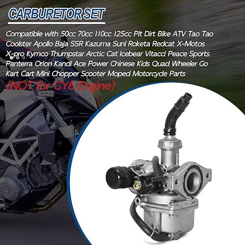 Miniatura 8 de Carburador rojo PZ19 compatible con Apollo compatible con Baja compatible con Kazuma 50cc 70cc 90cc 110cc 125cc ATV Dirt Bike compatible con TaoTao