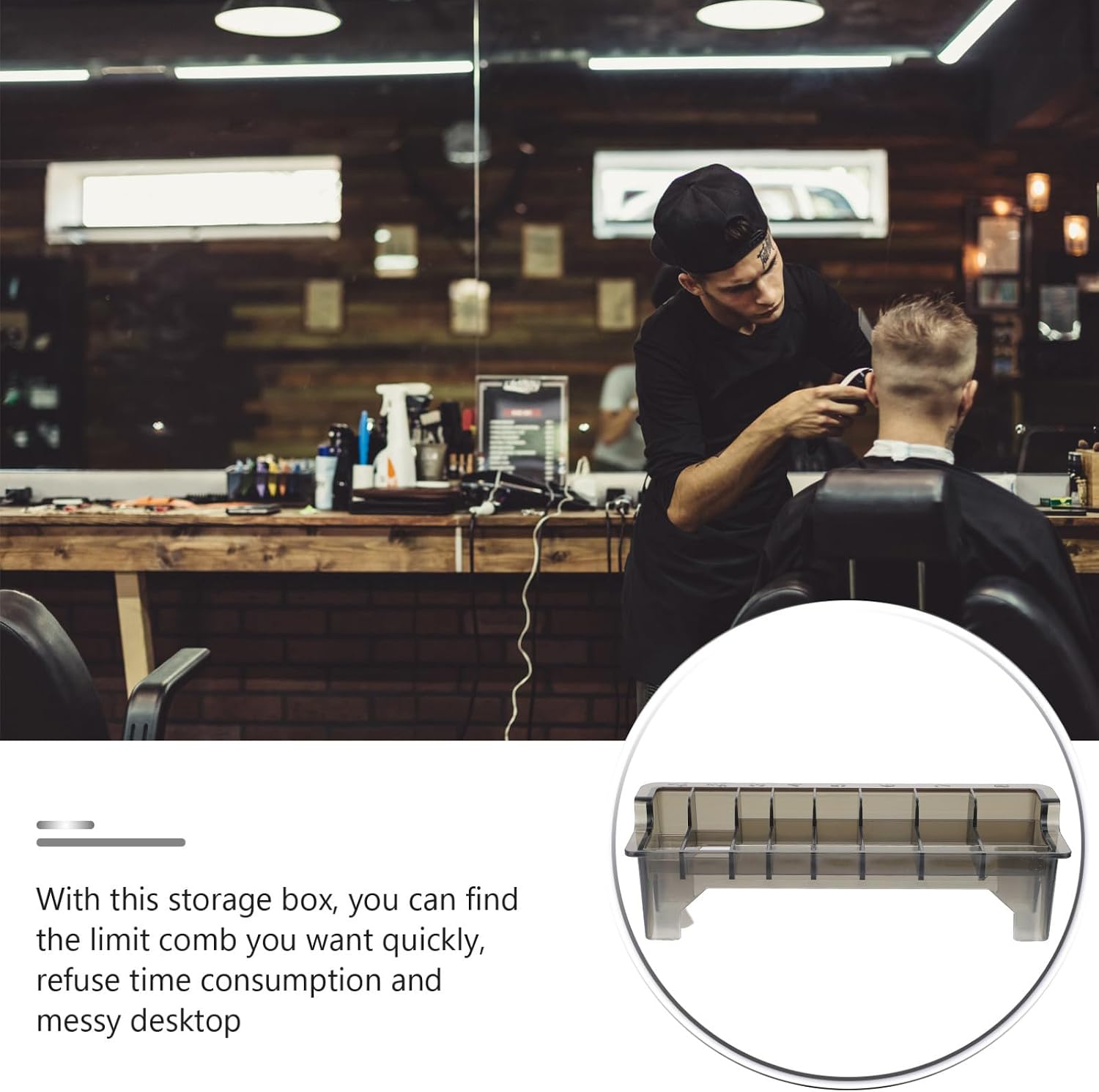 KICHOUSE Black PP Comb Storage Holder with 10-compartment Base