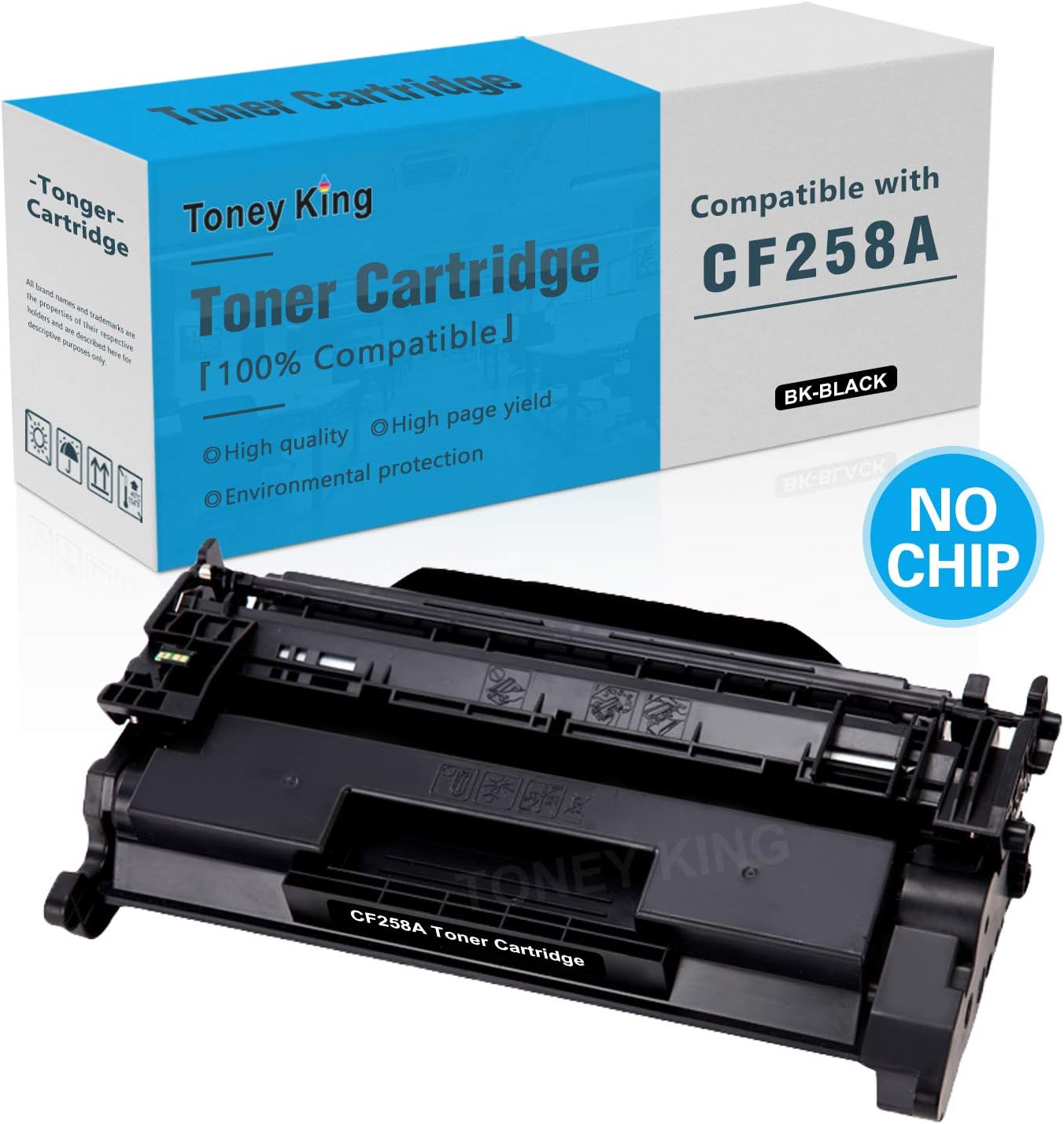 CF258A 258X Toner Cartridge Compatible for HP 58A CF258A 58X CF258X Toner Replacement for HP Laserjet Pro MFP M428fdw M428fdn M428dw M404dn M404dw M304 Printer (Black, 1Pack, No Chip) by Toney King