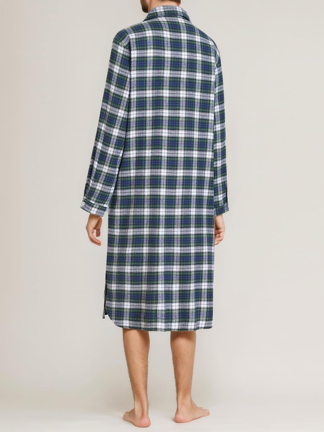 Latuza Men's Cotton Flannel Nightshirts Long Sleeve Night Gown