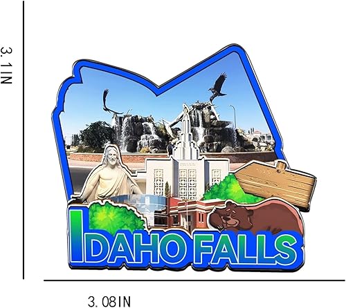 Miniatura 3 de Imán de Idaho Falls Idaho USA para nevera de madera 3D, monumentos de viaje, coleccionables, recuerdos, decoración hecha a mano -1509