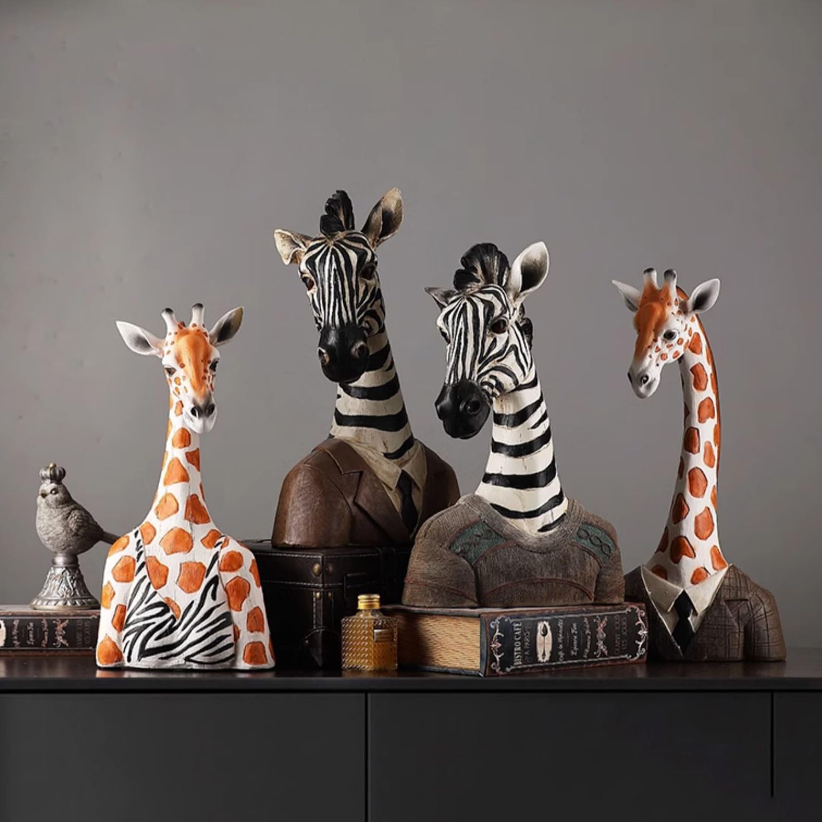 Set De 4 Figurines Girafe Mignonnes Pour Décoration Écran PC Et Voiture - Sculpture Adorable Et Originale Pour Bureau Cadeau Décoration Fantaisie
