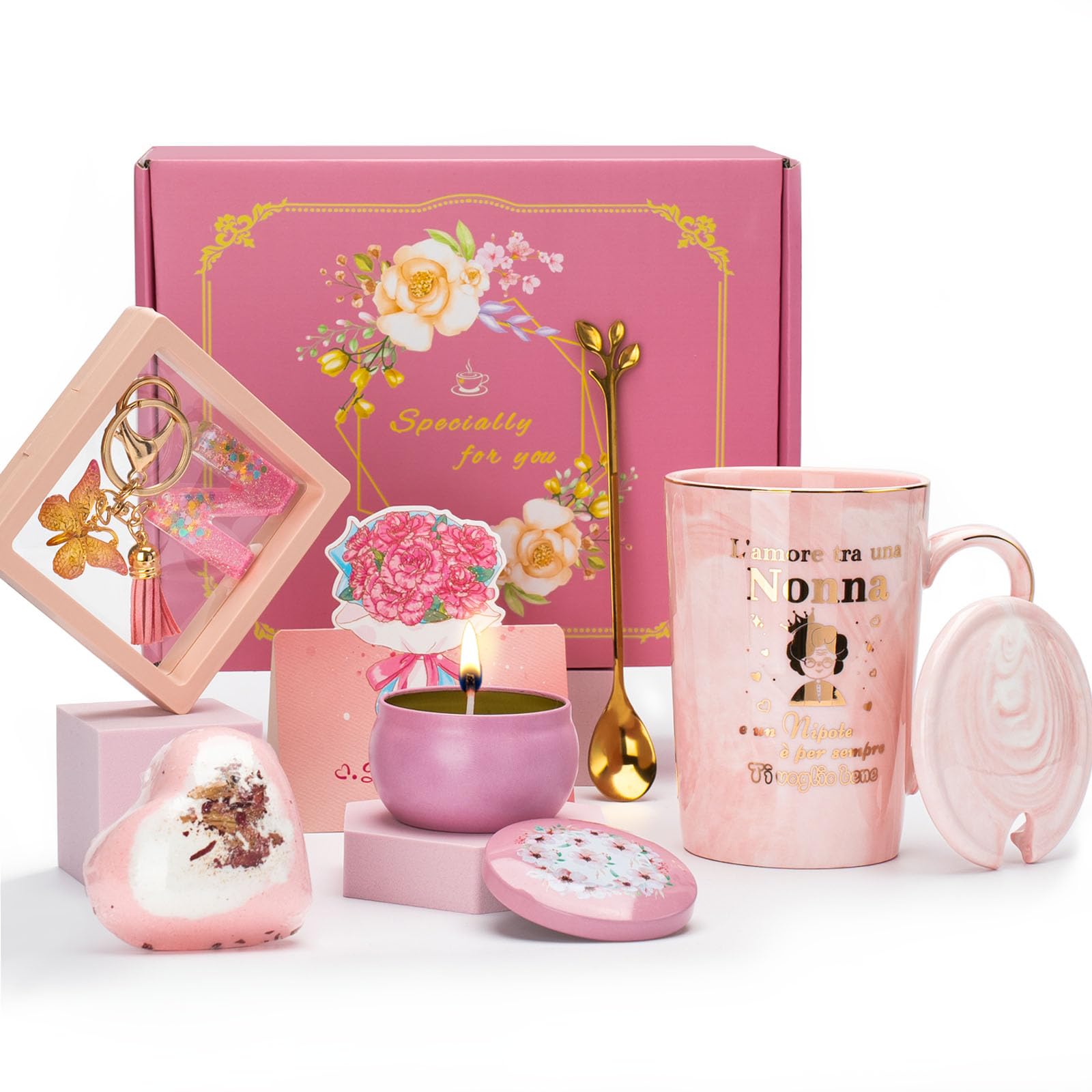 Set Regalo Per Nonna E Nonno – Tazza In Ceramica 330 Ml Con Scritta + Cucchiaio In Acciaio Inciso – Ideale Per Natale, Festa Della Mamma E Del Papà