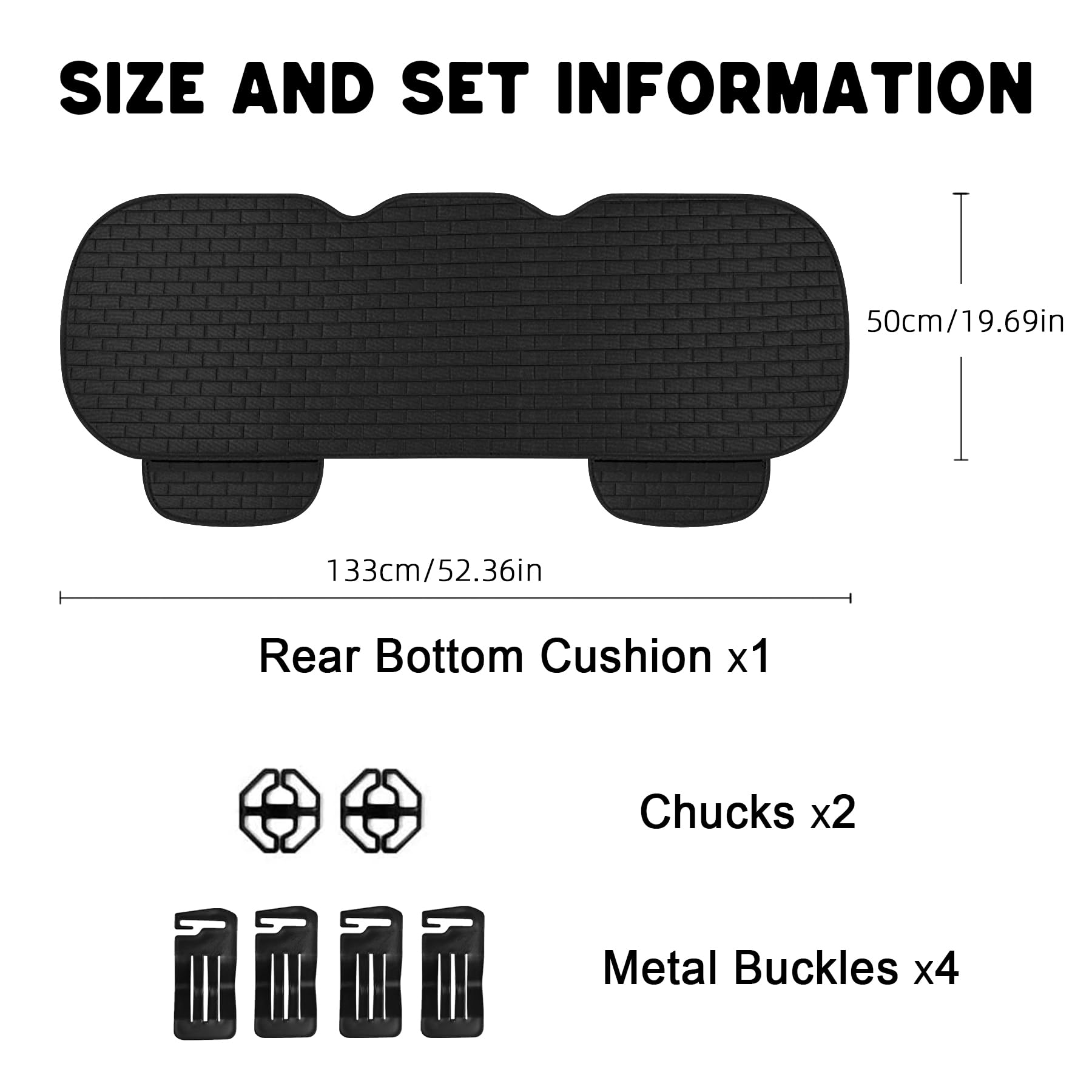 XINGSILUC Black Back Seat Cover, Rear Car Seat Cover for Cars Truck SUV,Seat Covers with Storage Pocket,Bottom Auto Seat Cushion Pad Mat for Most Vehicles-Black,1 Pcs