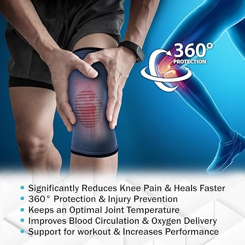 Vista 38 de POWERLIX Rodillera de compresión (par) – La mejor rodillera para el dolor de rodilla para hombres y mujeres – Soporte de rodilla para correr