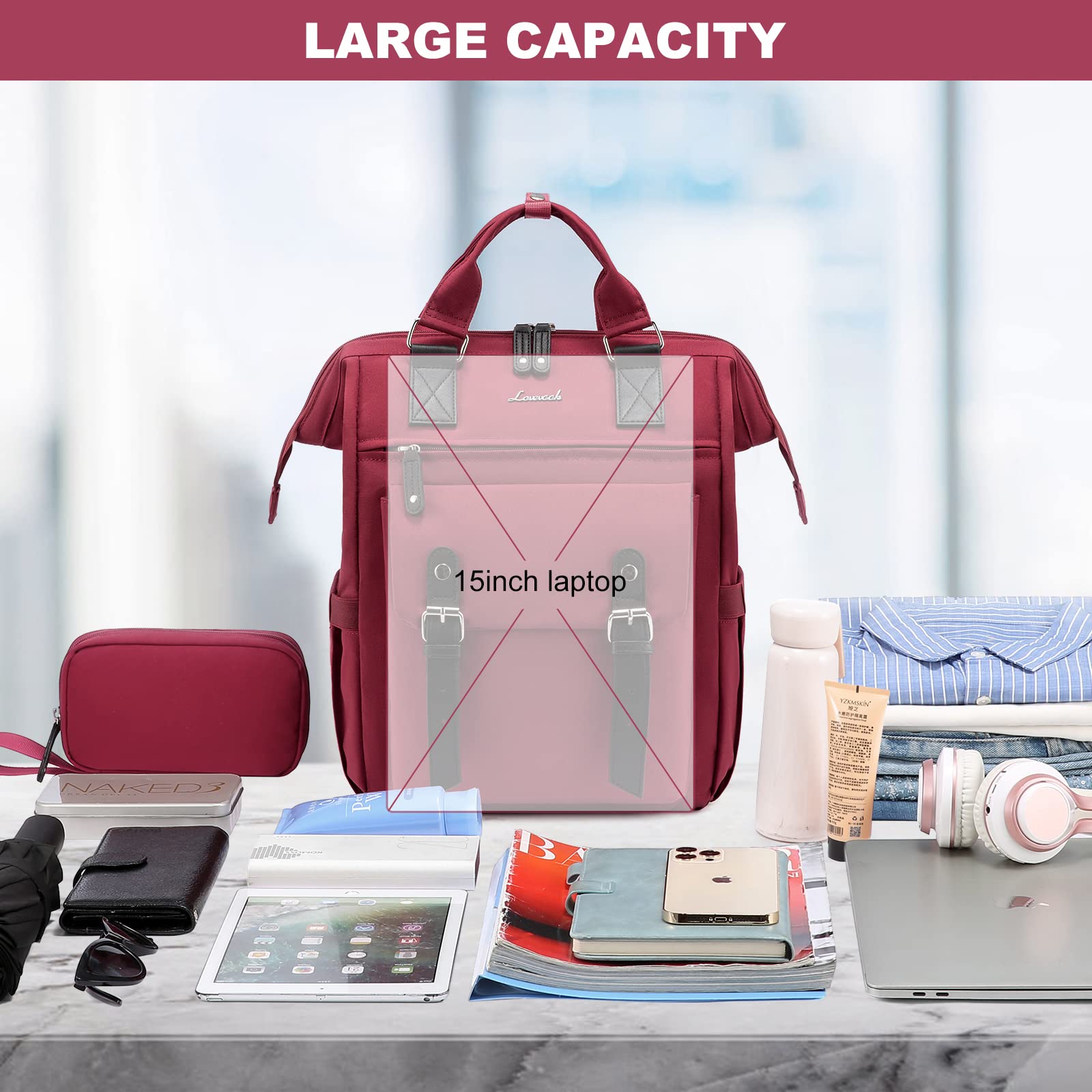 Mochila Enfermera LGHDFYO - Gran Capacidad, Compartimento Portátil 15”, Poliéster, Color Negro, Ideal Viajes Y Trabajo