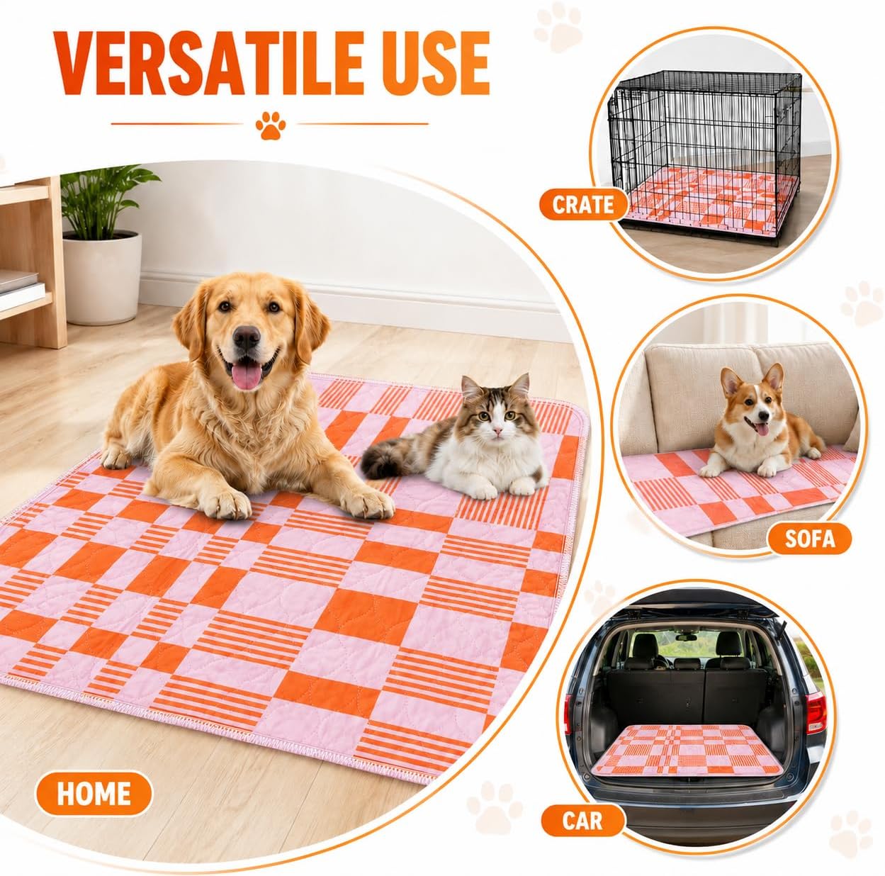 Washable Pee Pads for Dogs, 2 Pack Training Pads Puppy Pads Leak-Proof Reusable Pet Pad, Super Absorbent and Non-Slip Litter Cats Mat for Whelping, Playpen, Housebreaking, Pink 31''x36''