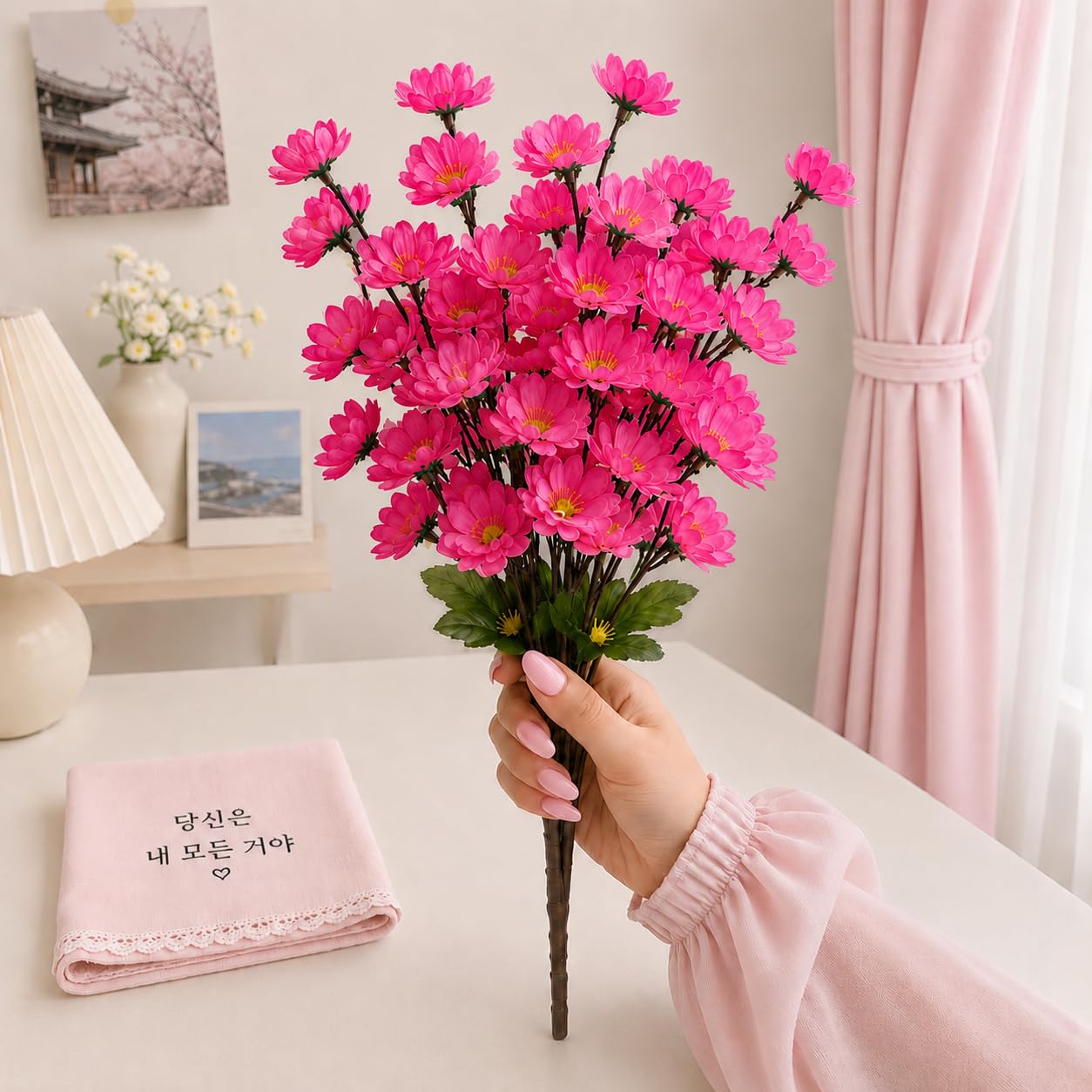 Artificial Flower Bunch Pink Color | Fade-Resistant, All Year Round Use, Fits Decorative Vases, Indoor & Outdoor Decor, Low Maintenance-image-15