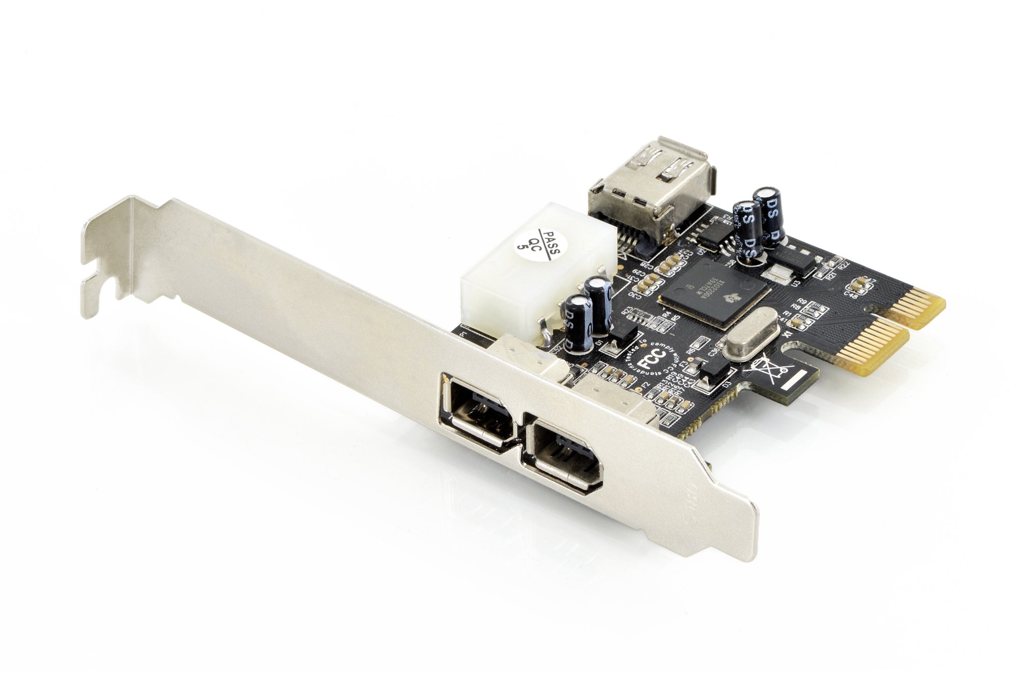 DIGITUS Tarjeta de Interfaz, PCIe, Firewire 400, 3 Puertos (2 externos / 1 internos), IEEE 1394a, chipset TI XIO2200A