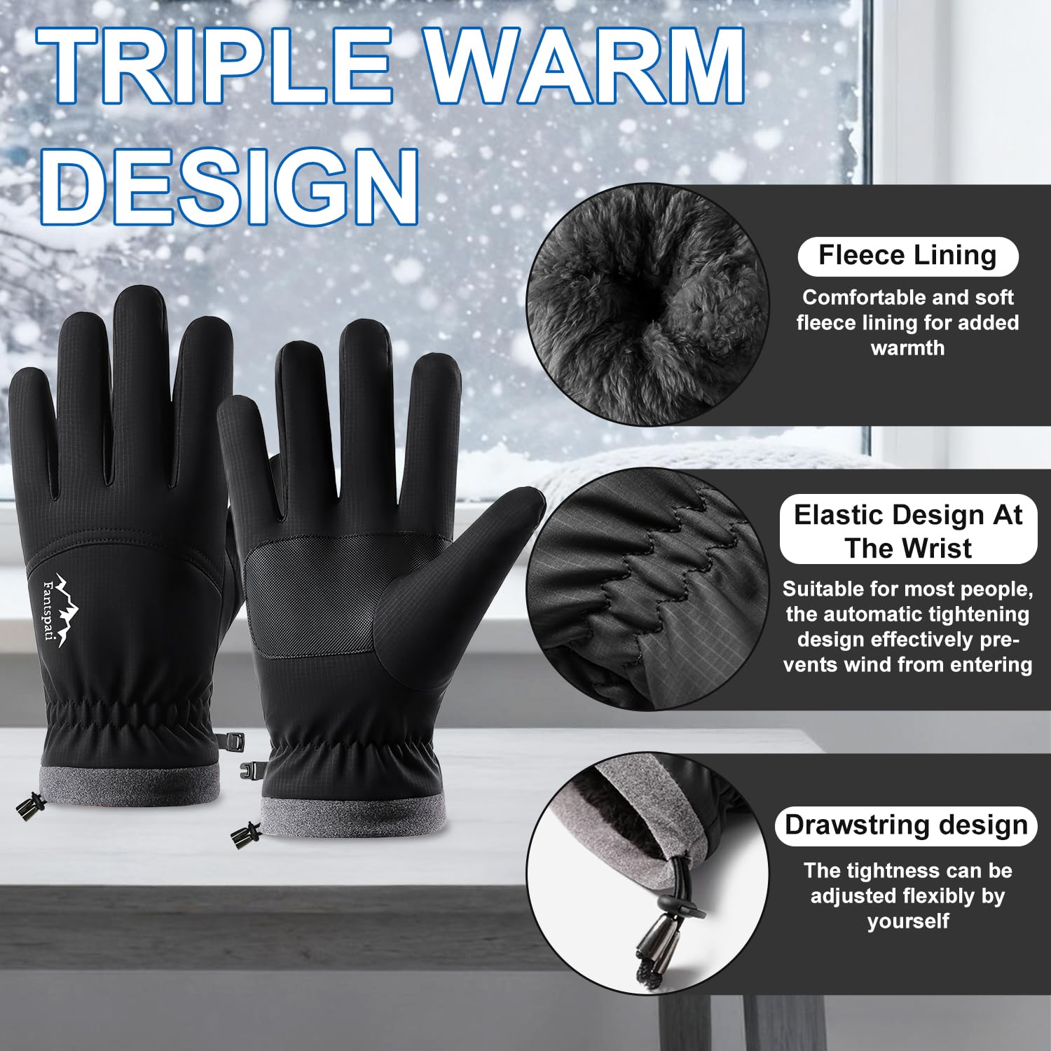 Guantes de esquí Impermeables de Invierno para Hombre y Mujer, cálidos y Resistentes al Viento, con Dedos para Pantalla táctil y Forro Polar para Conducir Ciclismo Correr y Hacer Snowboard