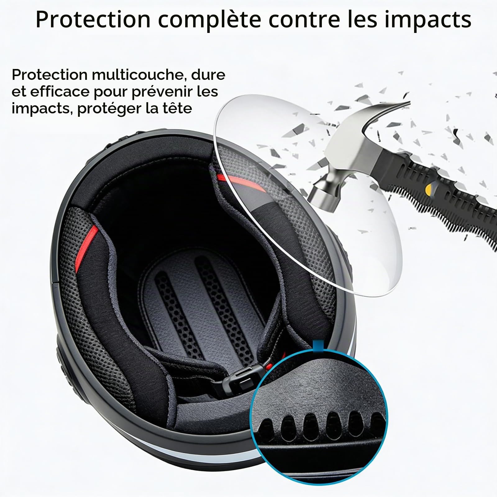 Modulable Casque ECE Homologué Flip-Up Bluetooth Moto IntéGré Casque avec Double Visière Casque Moto Intégral Casque Scooter Moto Anti-BuéE Double Miroir Homme Femme Anti-Collision Casque