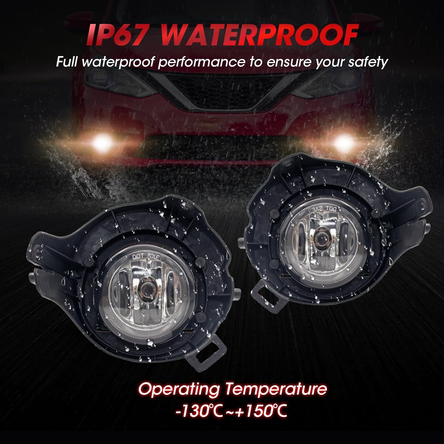 Fog Lights Assembly Compatible With Nissan Frontier(w/Painted Bumper) 2005-2009 /Nissan Pathfinder(w/Painted Bumper) 2005-2012 Included Switch And Wiring Kit(Clear Lens)