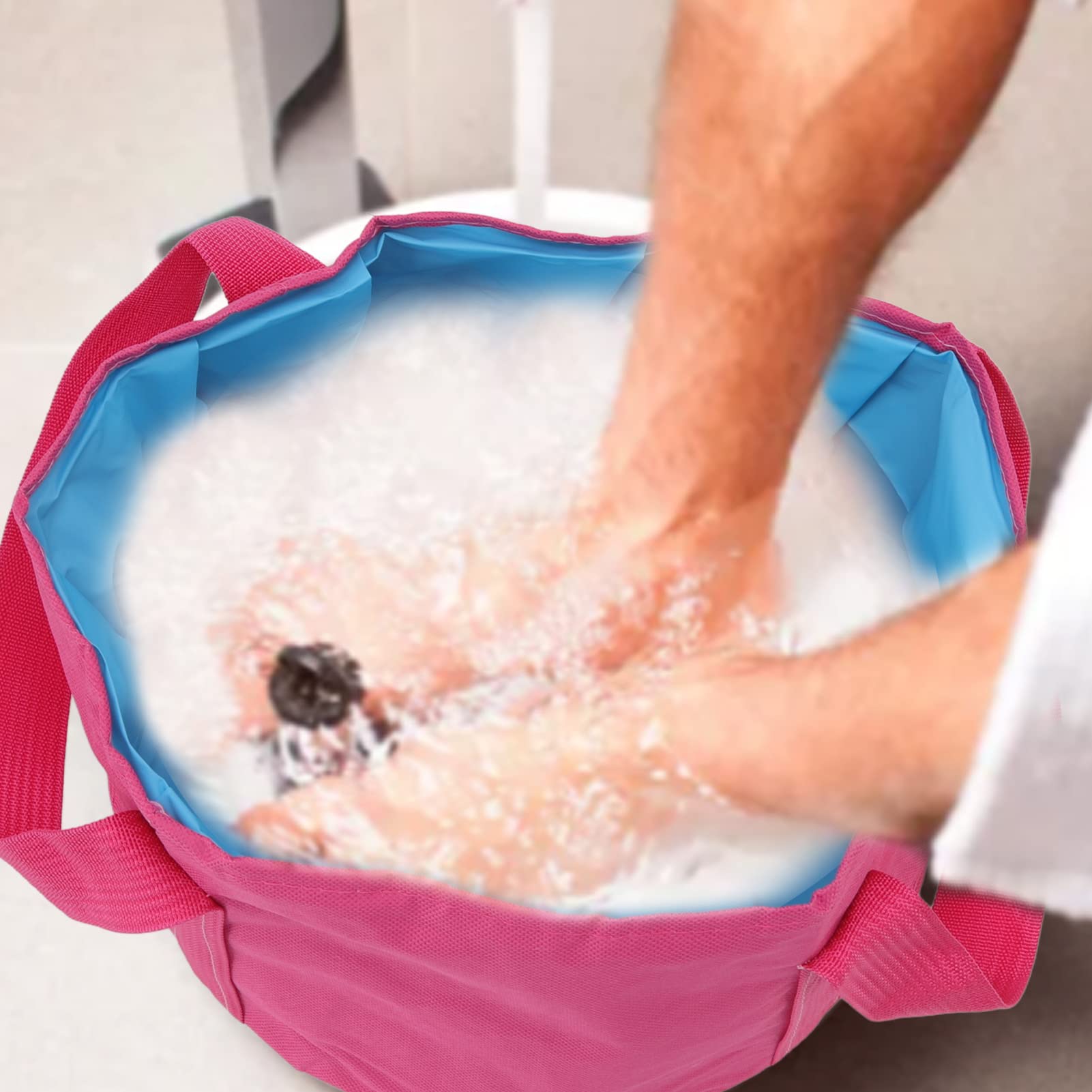 Sunicon Collapsible Bucket Foot Bath Basin, Portable Foot Soak Tub Soaking Foot Bath Basin Multifunctional Double Layer Water Container, for Fishing Hiking Spa Travel