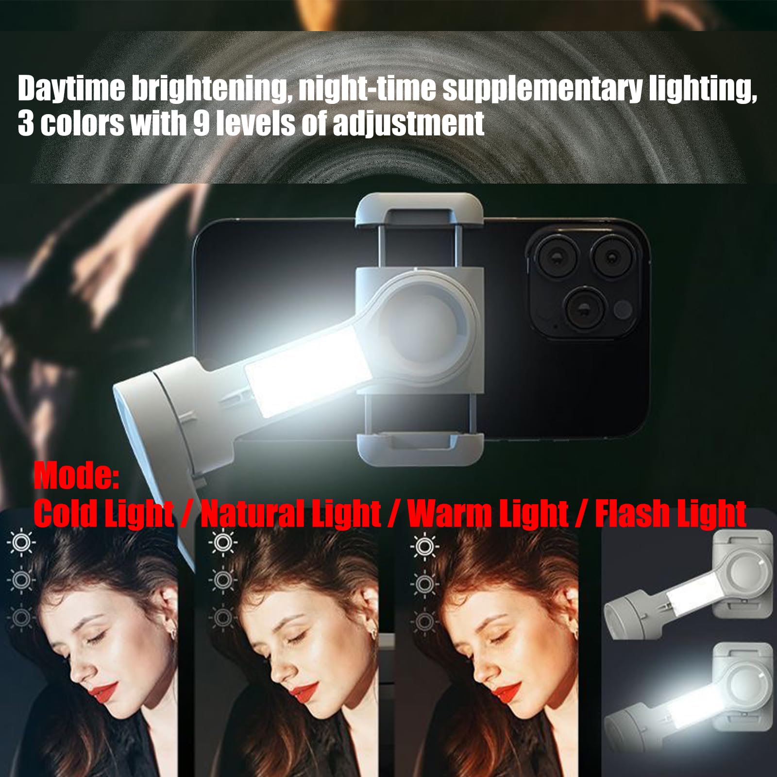 Estabilizadores de cámara ligeros, antivibración, diseño ortogonal de 3 ejes, luz de relleno integrada, perfecto para fotografía con poca luz, estabilizador de mano, antivibración ortogonal