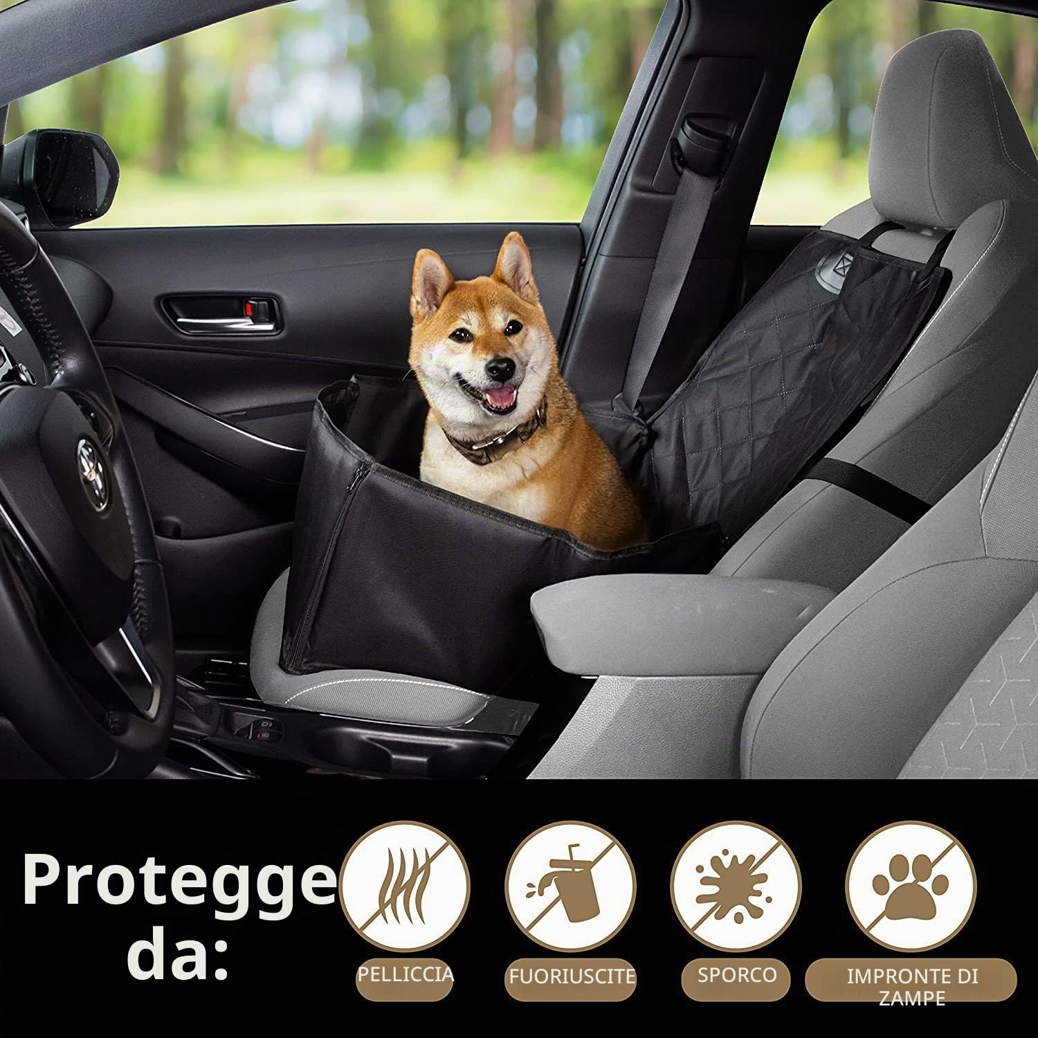 OKYUK Seggiolino auto per cani 2 in 1, impermeabile, antigraffio e antiscivolo, nero