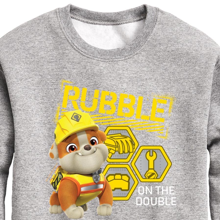 HYBRID APPAREL - Paw Patrol - Rubble & Crew - Rubble On The Double - Toddler & Youth Crewneck Fleece Sweatshirt - Size 5T Athletic Heather3