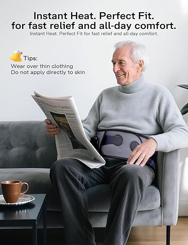 Miniatura 7 de Masajeador de espalda baja, almohadilla térmica inalámbrica con masajeador para aliviar el dolor de espalda, 47-60 pulgadas, almohadilla térmica