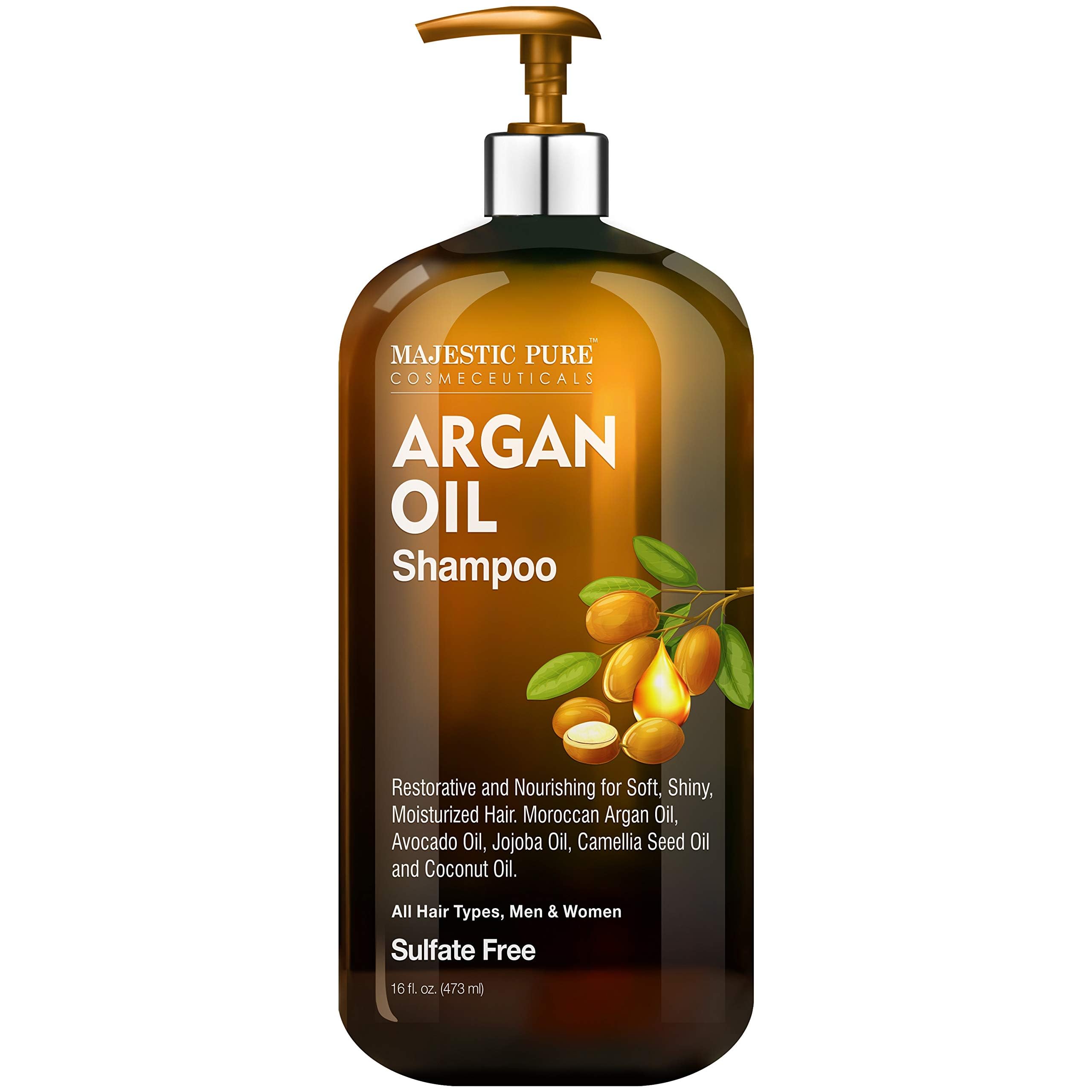Majestic PureArgan Oil Shampoo - Vitamin Enriched Gentle Hair Restoration Formula for Daily Use, Sulfate Free, for All Hair Types, Men and Women - 16 fl. oz.