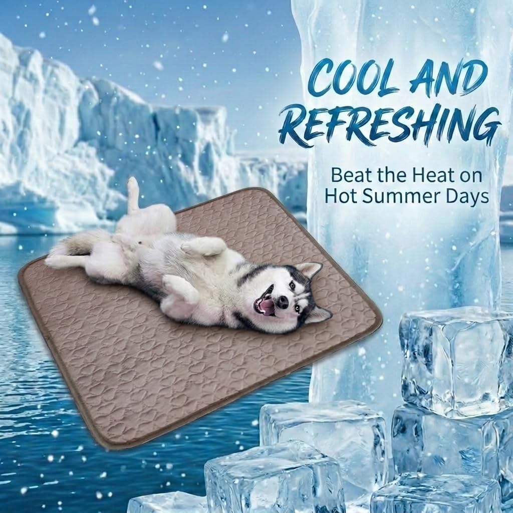 Generisch Kühlmatte für Hunde,Hundematte Sommer Kühlkissen,2026 Neu Kühlkissen für Katzen und Hunde,Waschbar rutschfest Eisseide Kühldecke,für Hundebox Bett Auto Sommer 100 * 150cm (Braun, XXL)