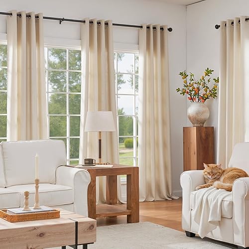 Miniatura 3 de jinchan Cortinas de lino con textura casual para sala de estar, 84 pulgadas de largo, con ojales, filtrado de luz, paneles para ventana para