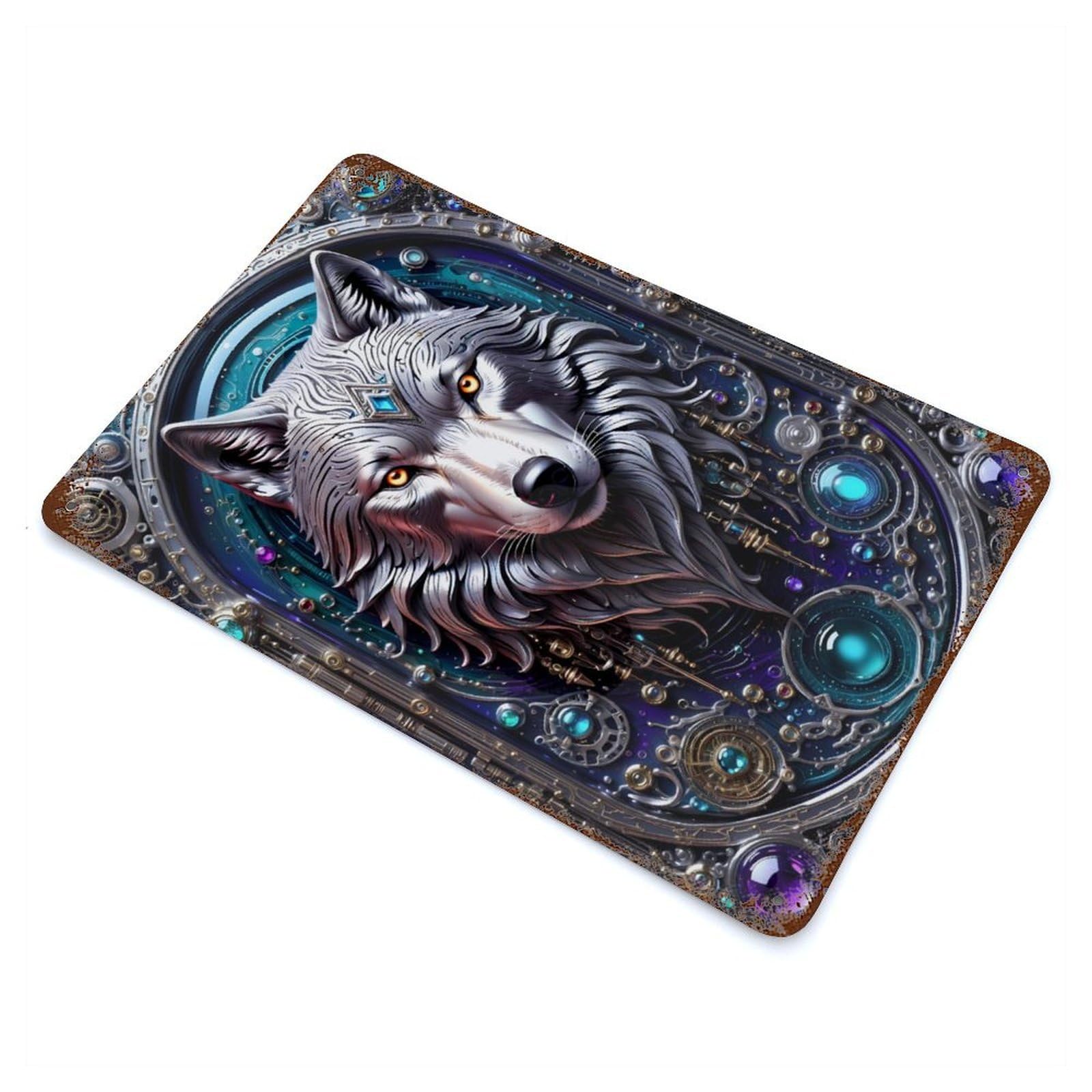 Garage Style Galactic Wolf Chronicles Vintage Metal Tin Sign 11.8"x7.9", Rustic Home Decor for Bar And Workshop