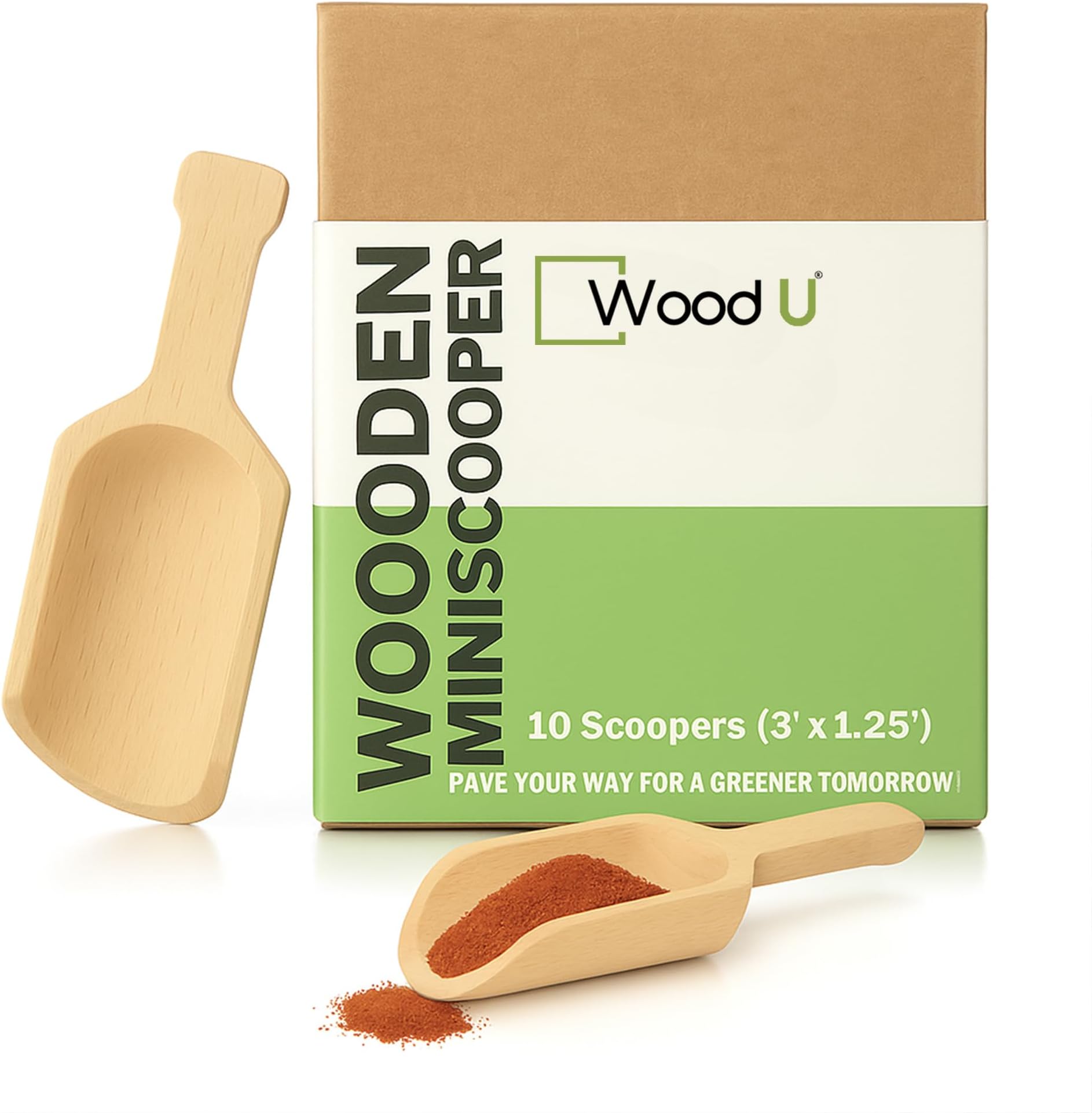 WoodU Mini Wooden Salt Spoon 3-1/4” Long X 1-1/4" Wide - Wood Scoop for Party Buffet- Scooping Candy, Spices, Dry Fruit, Nuts, Bath Salts, Laundry Detergent (Pack of 10)