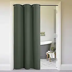 NICETOWN Cortinas e cortinas para tapeçaria de porta, cancelamento de ruído sonoro para escurecimento de quarto, cortinas improvisadas para armário de quarto de despensa de banheiro (pato escuro, 1