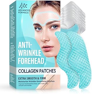Forehead Wrinkle Patches, Face Wrinkle Patches, Smooth Forehead to Smooth Fine Lines & Wrinkles, 10PCS Natural Anti-Wrinkle Forehead Patches with Hydrolyzed Collagen for Women, Blue