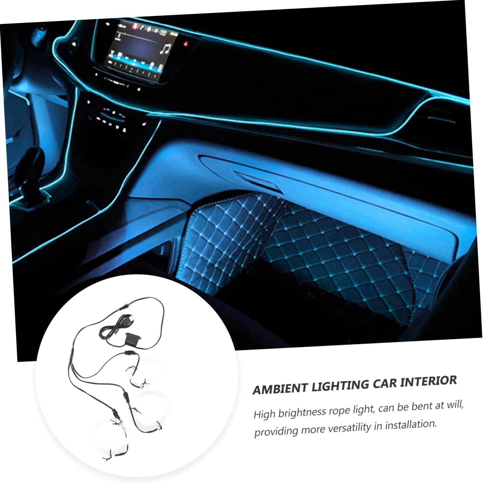 GLEAVI 3pezzi Led Ambientali Per Interni Auto Striscia Luminoso Ghiaccio Facile Installazione Senza Danni Accessorio Decorativo Auto Illuminazione Atmosferica Per Guida Notturna