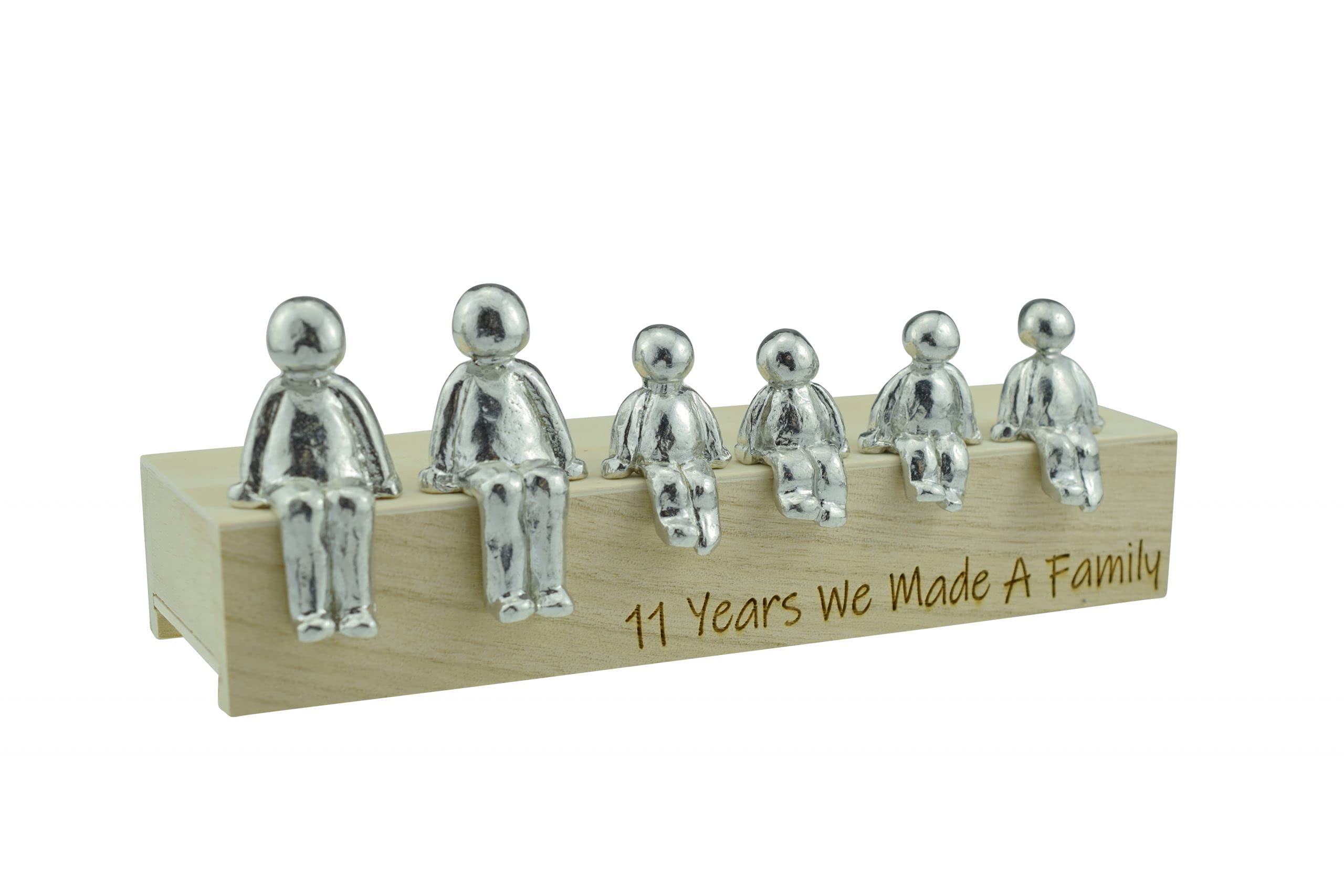 Pomysł na 11. rocznicę - 11 Years We Made A Family metalowa ozdoba - wybierz kombinację rodzinną (4 dzieci)