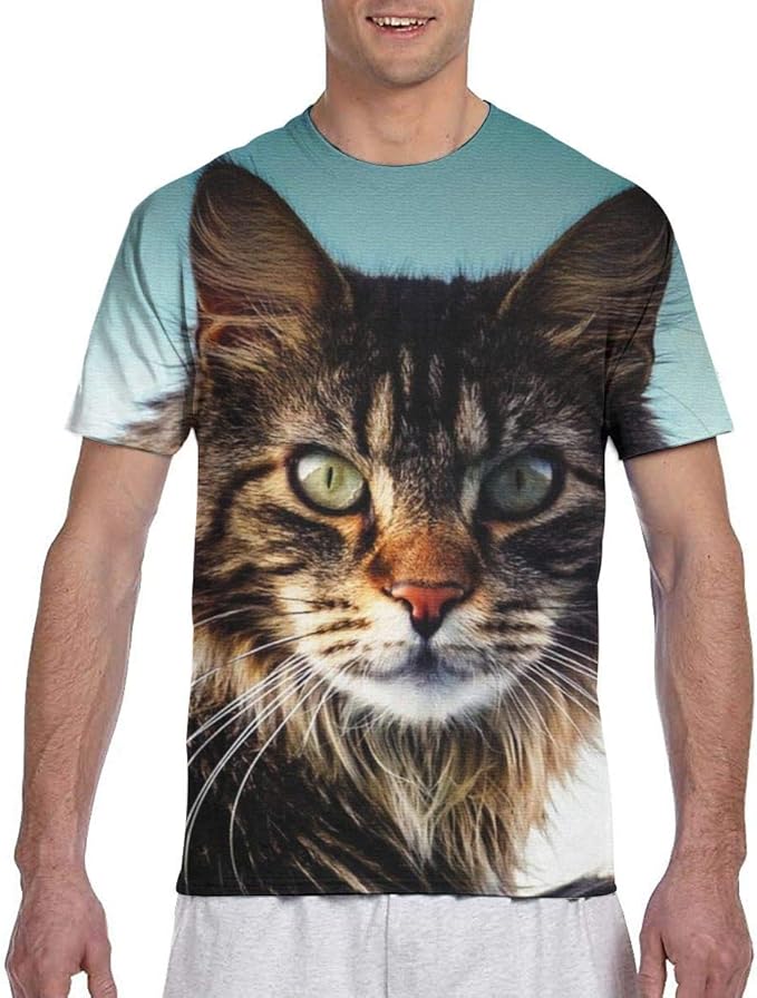 Amazon Co Jp Tシャツ メンズ 半袖 かっこいい猫顔 柄プリント 個性 カジュアル トップス 大きいサイズ ゆったり 五分袖 吸汗 通気 柔らかい クルーネック シャツ 春 夏服 ファッション