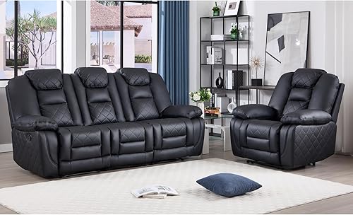 Miniatura 20 de EBELLO Sofá Reclinable Manual Loveseat de Cuero Sintético, Sillón Sofá Reclinable de 2 Asientos con Consola Central, Almacenamiento Oculto y