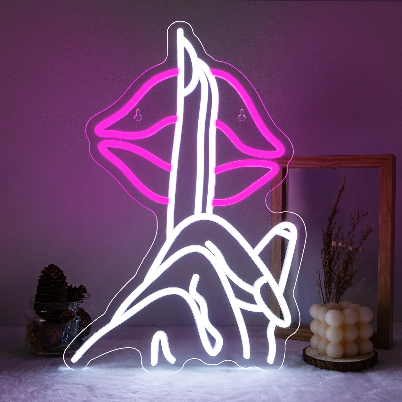 Lips Neon Sign Shh Gesture Led Neon Lights for Wall Decor USB Powered Chic Neon Lips Light Signs for Bedroom Home Bar Man Cave Beer Cafe Birthday Party Decorations Gifts