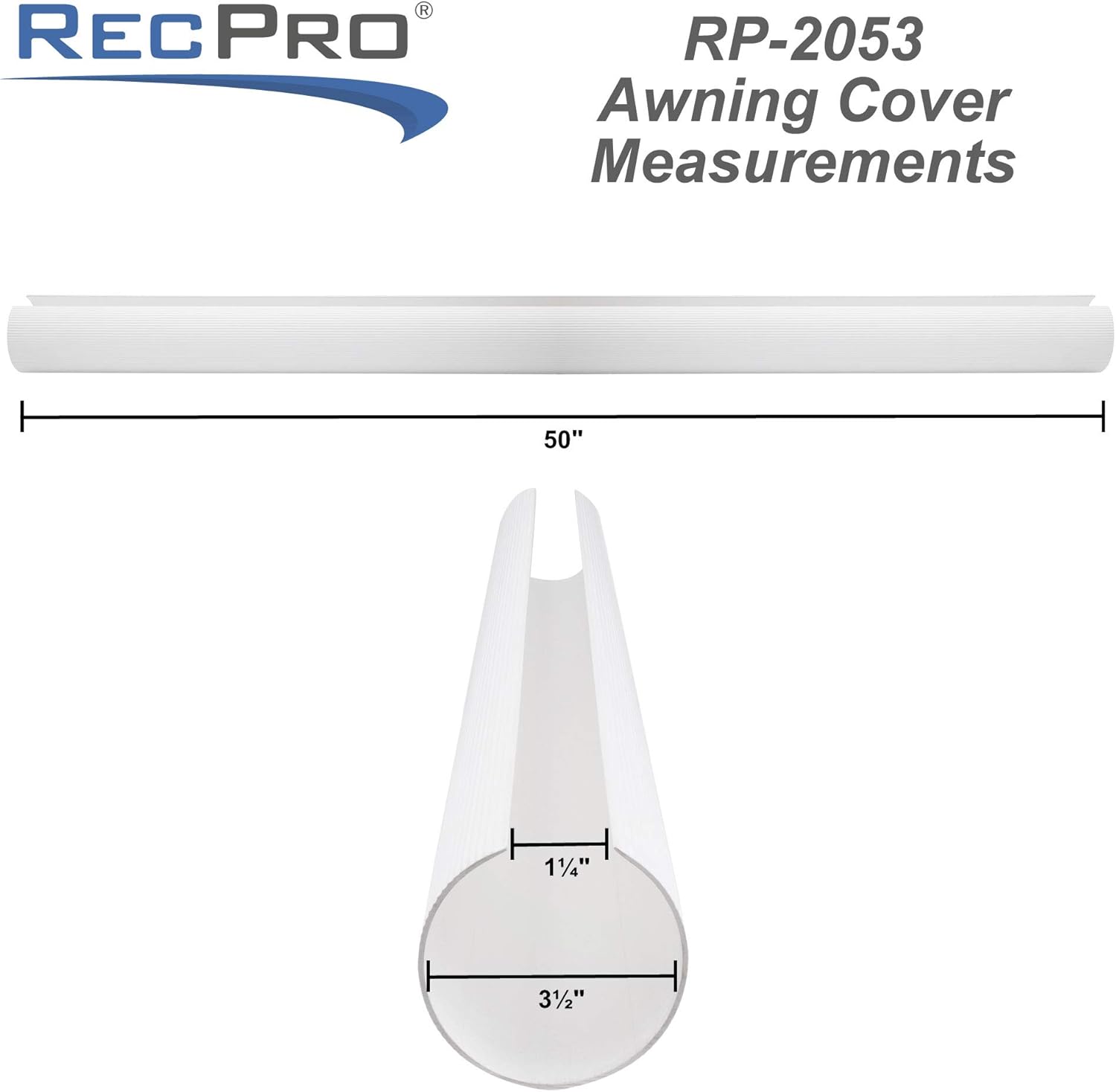 RecPro RV Patio Awning Cover Kit | 50" Segments Overlap to Protect Awning Fabric | White, Gray, or Tan | Kits Up to 24 Feet | Made in USA (3-pc - Fits Awnings up to 12ft, Gray)