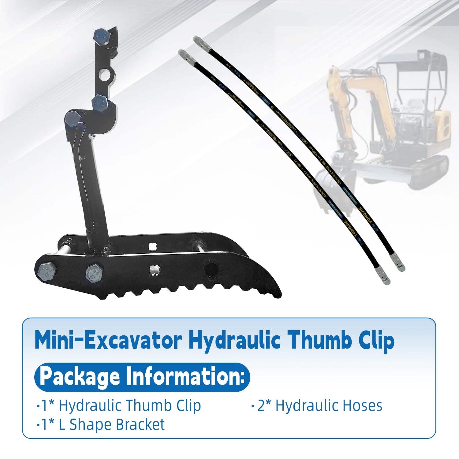 Hydraulic Thumb Clip Attachment 3-Holes for Mini Excavator Small Digger
