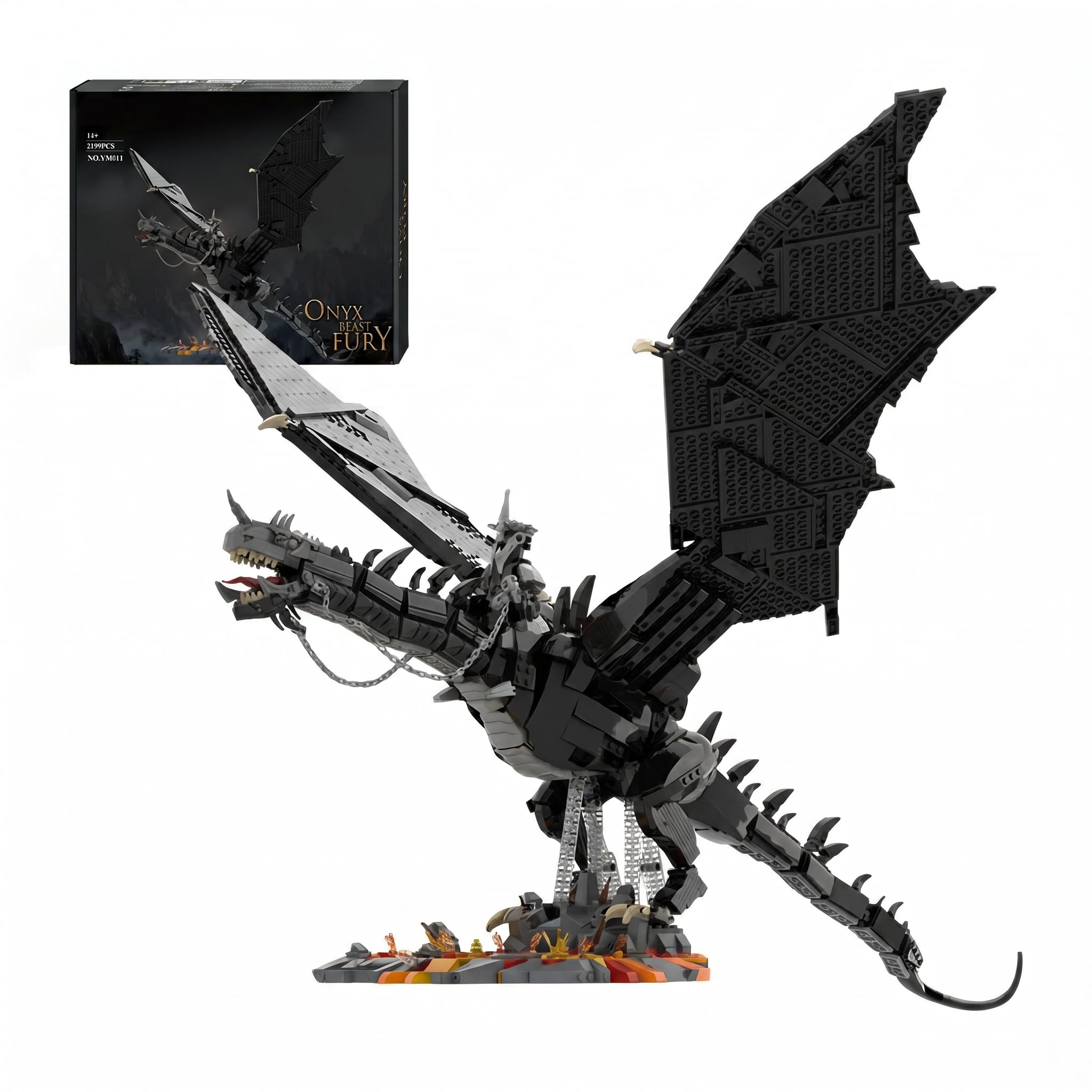 Fantasy Dragon 80cm Großes Klemmbausteine Set - 2199 Teile Drachen Modular Building Bausatz für Erwachsene, Ring Fans & Sammler Kompatibel mit Youmko YM011
