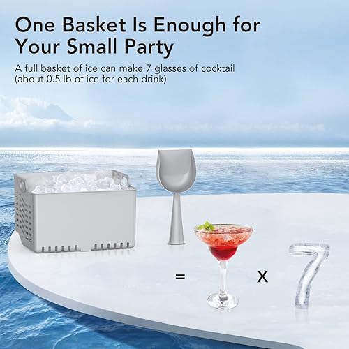 Miniatura 7 de Acekool Máquina de hielo Nugget, máquina para hacer hielo de guijarros, 30 libras por día, depósito de agua de 3 cuartos y autolimpieza, máquina de