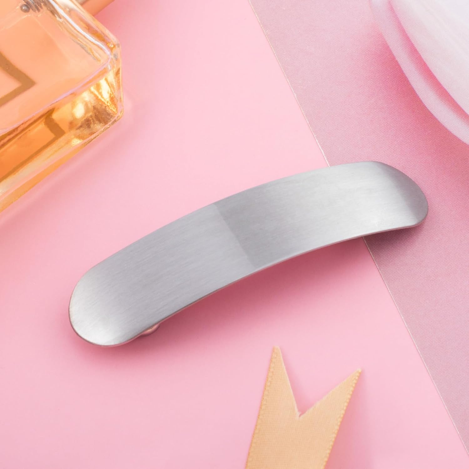 HINZIC 3inch Silver Hair Barrette Metal Large Hair Clip Vintage French Wedding Prom Hair Accessories for Women Long Thick Hair