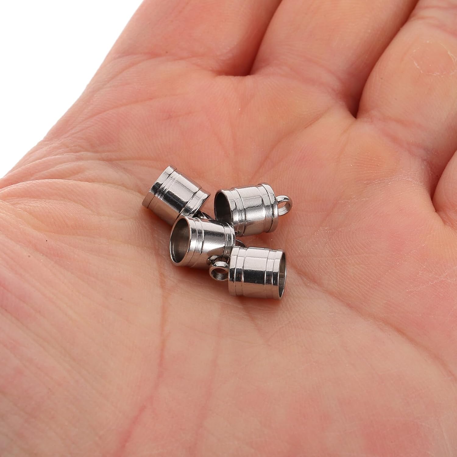 PRETYZOOM 20pcs Stainless Steel Cord Ends and Tassel Cord End Caps for Jewelry Findings Bead Caps for Leather Fasteners for Necklace and Bracelet Making DIY Jewelry Accessories