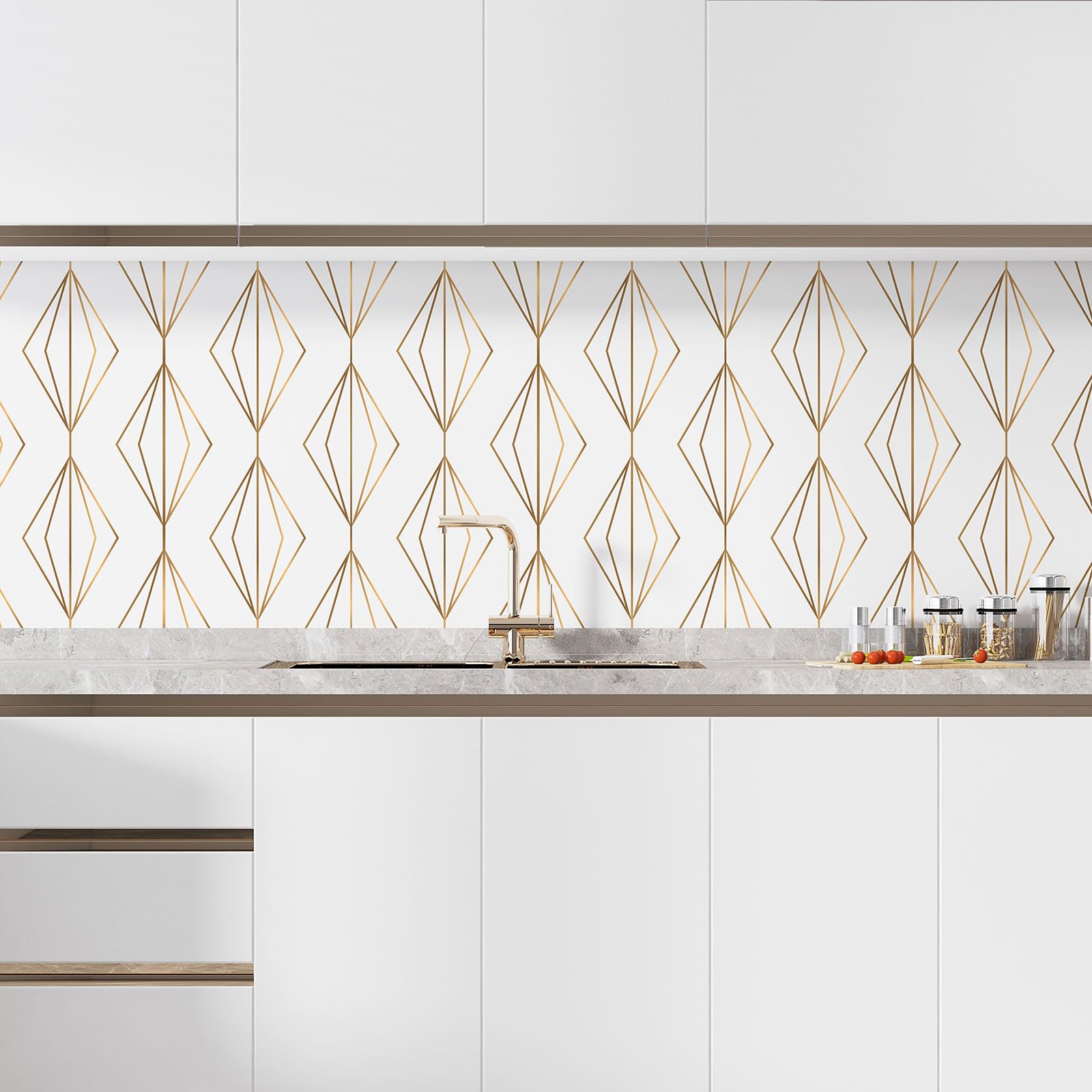 Lumalea Adesivo da cucina, motivo geometrico, adesivo + protezione lucida, 90 x 90 cm