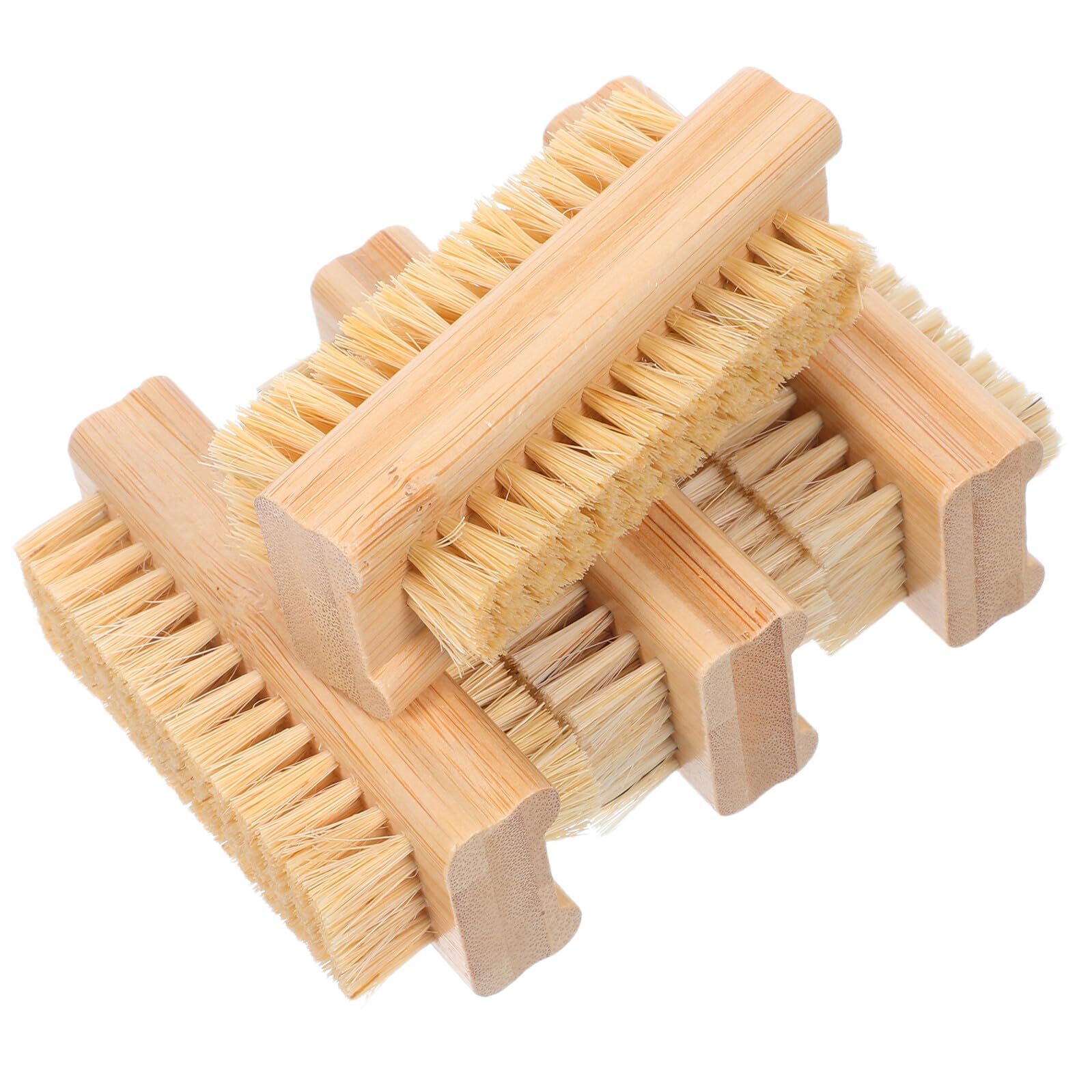 VALICLUD 4pezzi Spazzola per Unghie Doppia Faccia in Juta e Bambù Set per Pulizia delle Cuticole Spolveramento delle Unghie Portatile per Manicure Quotidiana e Professionale