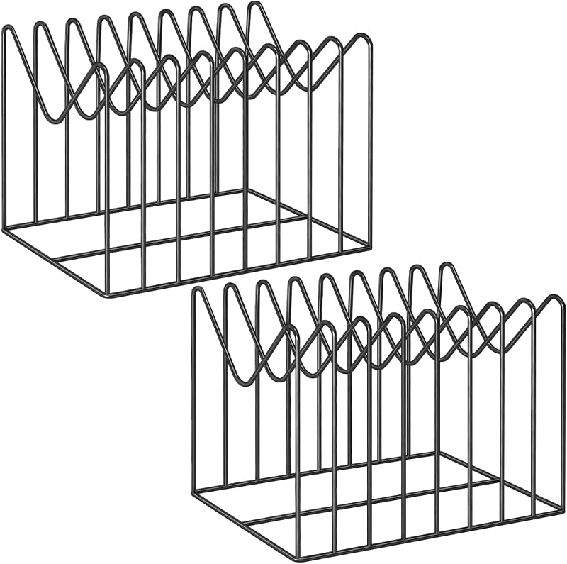 TOPCJ 2 Sets Wire File Organizer for Desk,File Folder Holder/Rack/Stand,File Sorter Organizer,Desktop Record/Clipboard Holder,8 Sections Storage,Anti-Scratch/Rusty,Steel Stable Holder,Black