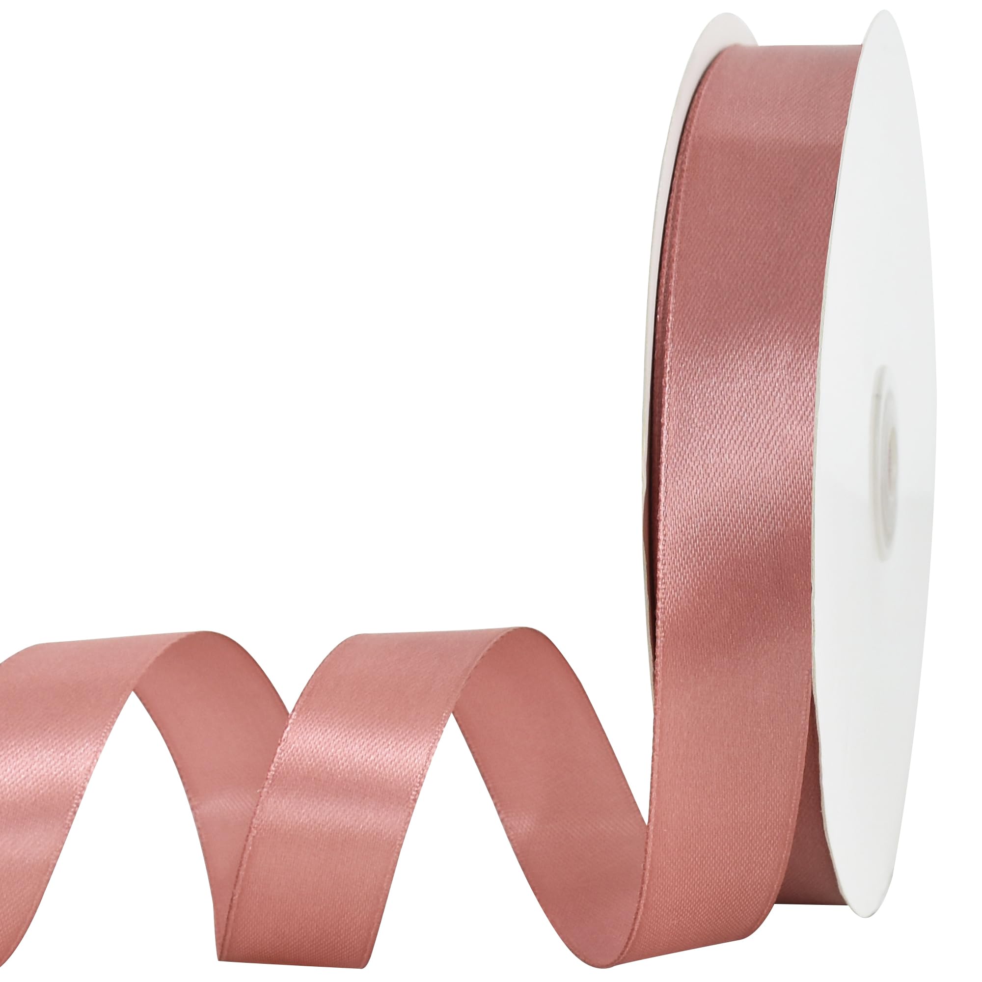 TONIFUL 7/8 Inch x 100yds Rose Gold Satin Ribbon Thin Solid Frabic Ribbons for Gift Wrapping, DIY Crafts Bows, Invitations, Floral Bouquets, Christmas Wedding Party Valentine's Decor — image 1