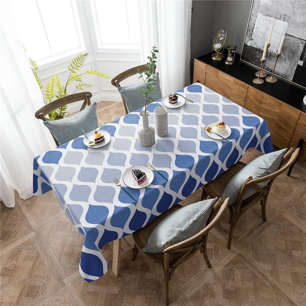 Moroccan Texture Tablecloth Dining Table Cloth Waterproof Rectangular Table Cover for Kitchen Coffee Table(153x259cm)