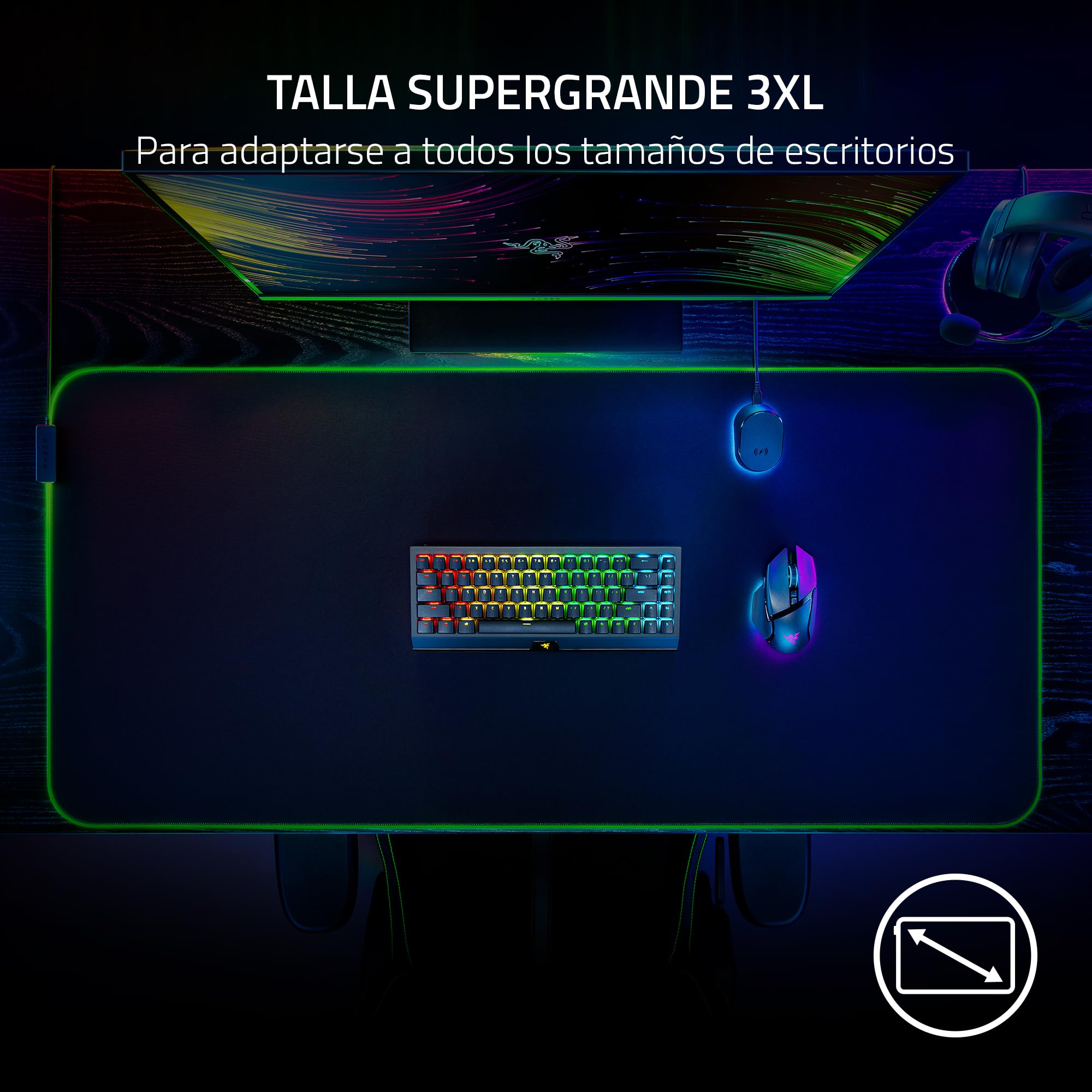 Razer Goliathus Chroma 3XL - Alfombrilla de ratón Suave para Juegos Superficie de Tela microtexturizada (Chroma RGB, optimizada para Todas Las configuraciones de sensibilidad y sensores) Negro