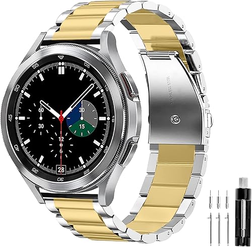 Vista 60 de GOLDTOLUCK Stainless Steel Band Compatible with Samsung Galaxy Watch 8 7 6 5 4 Classic FE Pro 40mm 44mm 46mm 43mm 47mm 45mm 42mm 20mm Men Women Negro