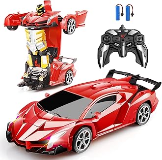 Blackma Remote Control Car - Transform, One-Button Deformation & 360°Rotating Drifting, Transform Robot RC Car with LED Light, Toy Gifts for 4 5 6 7 8 9 10 11 12 Years Old Boy (Red)