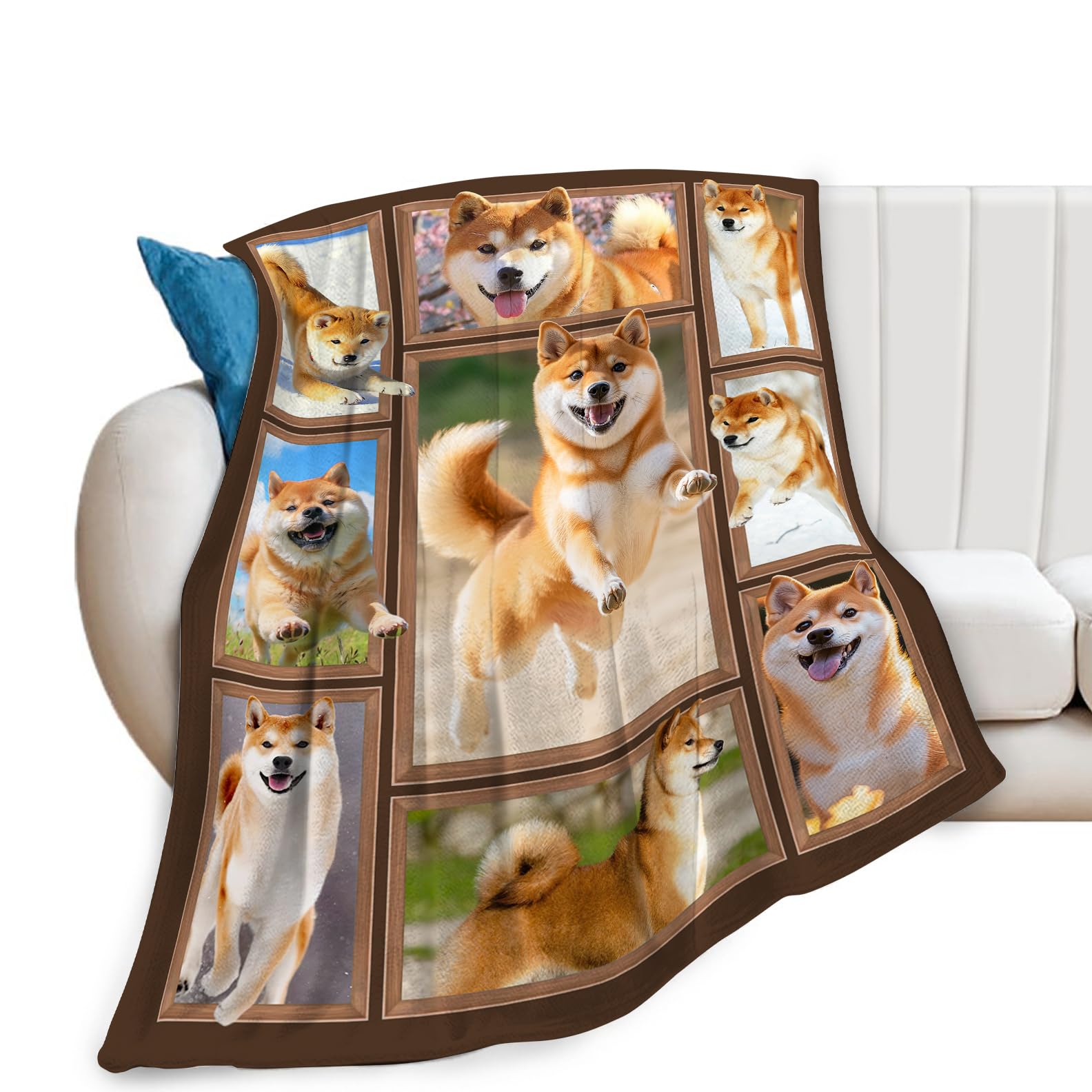 Shiba Inu Blanket Shiba Decor Throw Blanket Super Soft Flannel Lightweight Fluffy Plush Cozy Fuzzy Fleece Stuff Blanket Gifts for Dog Lover Girl Boys Woman Man Kids Adults for Bed Sofa Couch 40"X50"